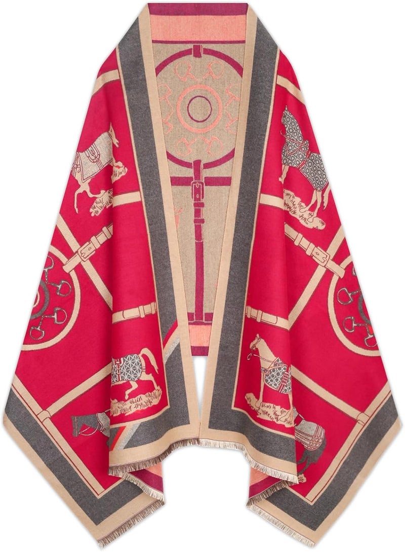 EXTREE Scarfs for Women Pashmina Silky Shawl Wrap for Evening Dressing Blanket Open Front Poncho Cape - Image 1